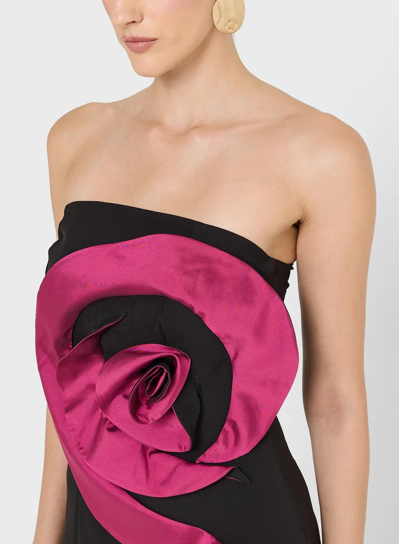 نمشي x Bandeau Dress With Statement Floral
