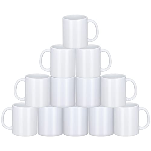 Yephets Sublimation Mugs, 12Pcs Coffee Mugs Blank White Ceramic Coffee Mug Set Sublimation Cups 11 oz Christmas Coffee Mug for Hot Chocolate Latte Tea Milk DIY Products - Image 1