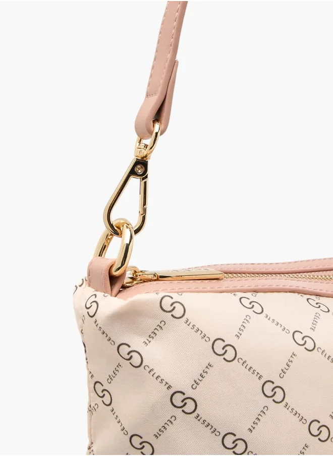 سيليست Womens Monogram Print Tote Bag With Double Handle And Pouch