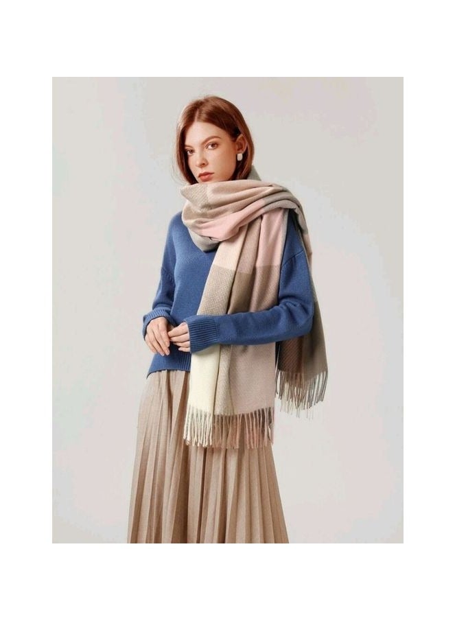 شي إن SHEIN Tassel Decor Color Block Scarf - Image 4
