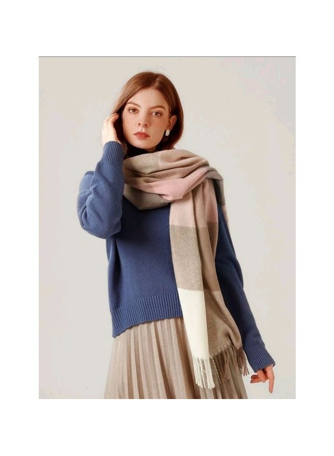 شي إن SHEIN Tassel Decor Color Block Scarf - Image 5