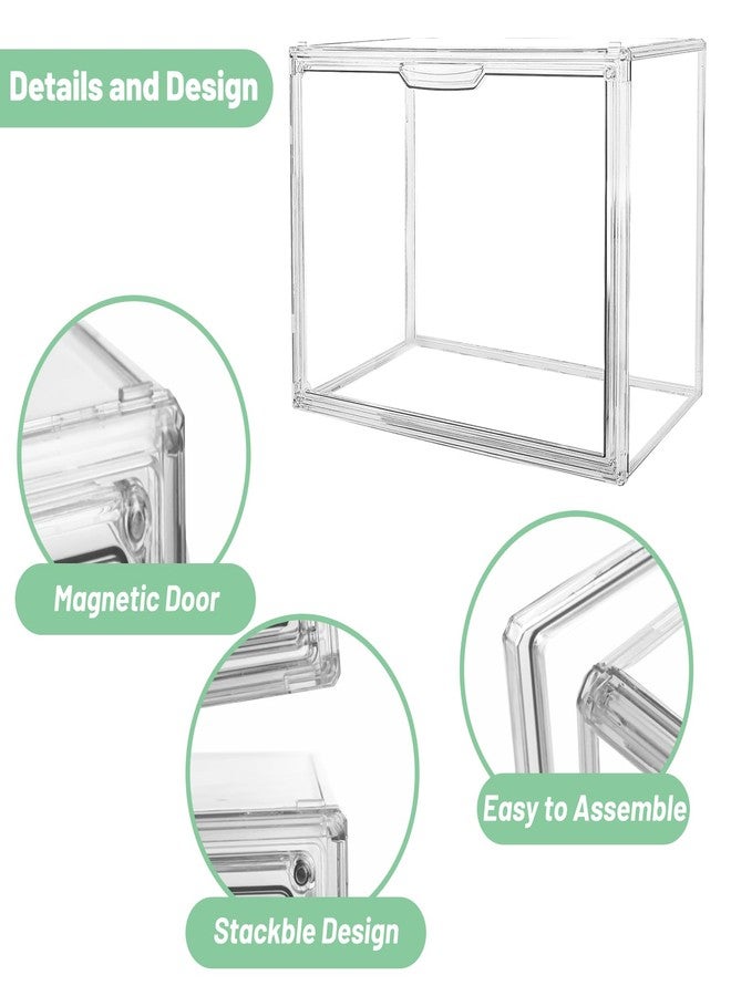 Cutora 2 PACK Clear Book Storage Organizer Stackable Acrylic Book Display Box with Magnetic Door for Bookshelf Easy Assemble Bookcase Containers Display case for Comics Toys Handbags Shoes Purses - Image 3
