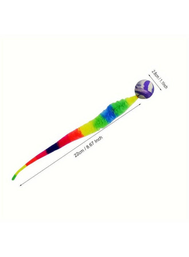 Elastic Ball Colored Cat Insect Caterpillar With Elastic Ball Tickle Stick Long Rod Fishing Rod Rainbow Cat Insect-Color:Ball Color Random