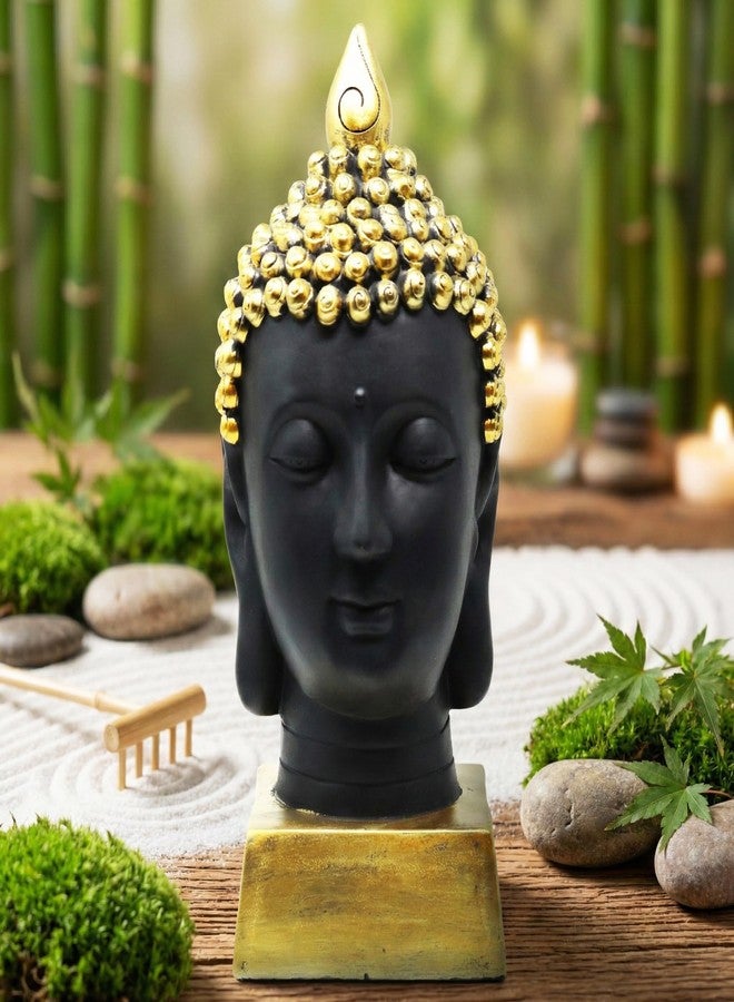 Seraphic Buddha Head Statue for Home Decor or Outdoor, Gold, 13" Tall - Image 1
