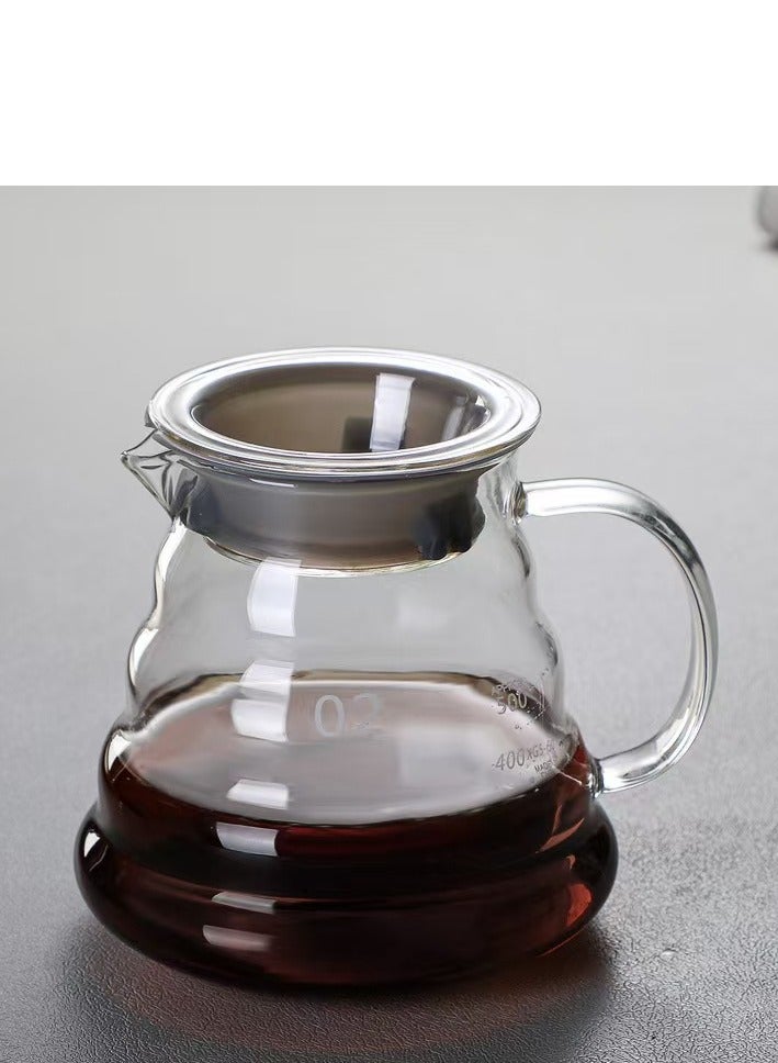 Hand - brewed coffee sharing pot High - borosilicate glass coffee sharing pot Cloud - shaped coffee pot  with lid 600ML  - Image 2