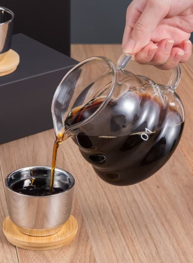 Hand - brewed coffee sharing pot High - borosilicate glass coffee sharing pot Cloud - shaped coffee pot  with lid 600ML  - Image 5