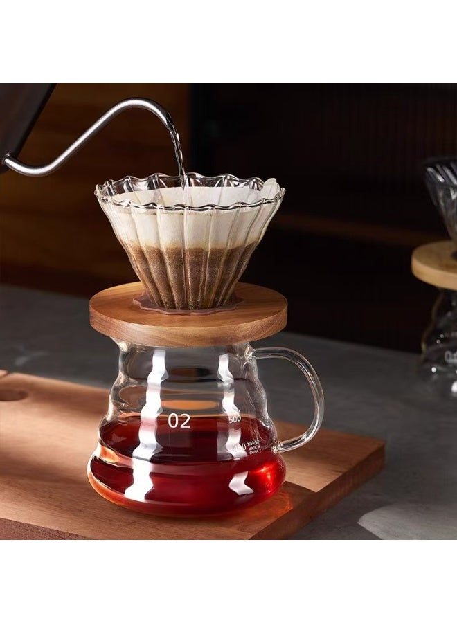 Hand - brewed coffee sharing pot High - borosilicate glass coffee sharing pot Cloud - shaped coffee pot  with lid 600ML  - Image 3