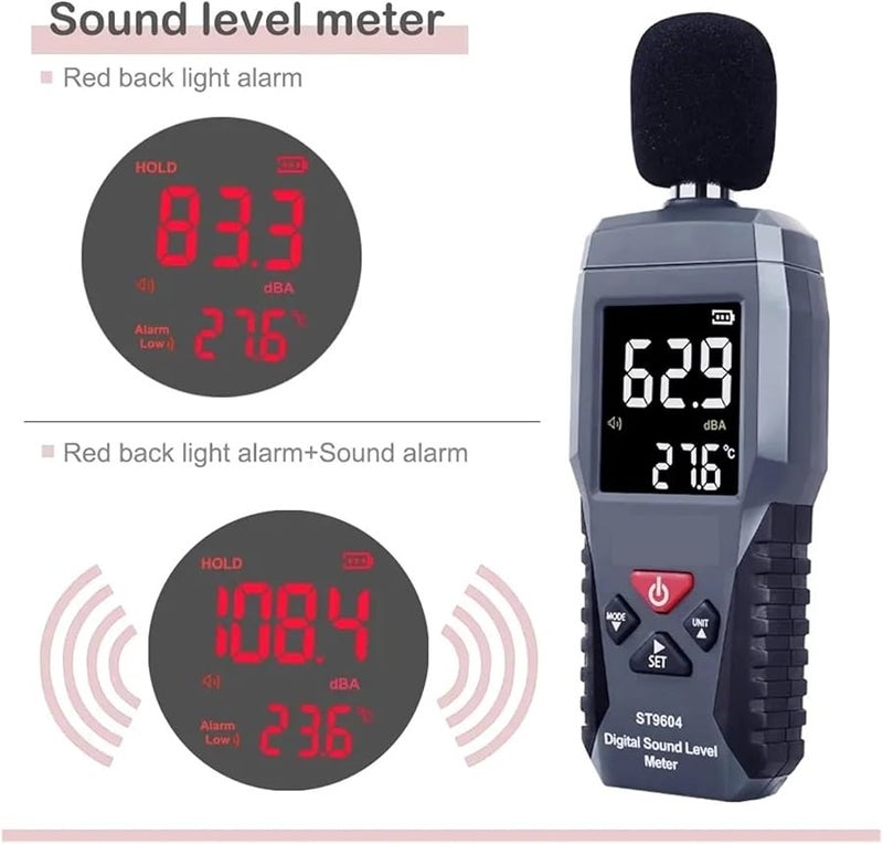 St9604 متر مستوى الصوت الرقمي الذكي 30-130 ديسيبل مقياس ضوضاء ميزان حرارة بشاشة LCD إضاءة خلفية - Image 1