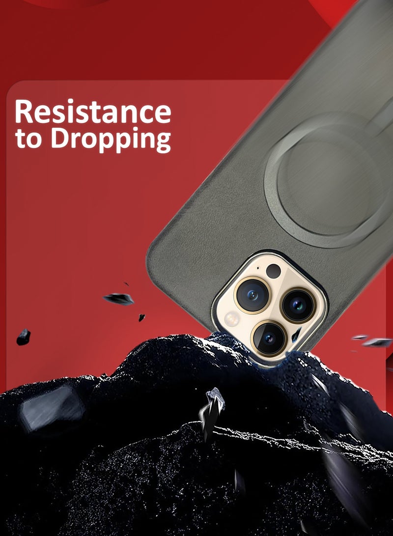 CATANES 2 Pack of PU Leather Case for Apple iPhone 13 Pro Max Compatible with Magsafe, Shockproof Drop Proof Protective Slim Case Grey - Image 5