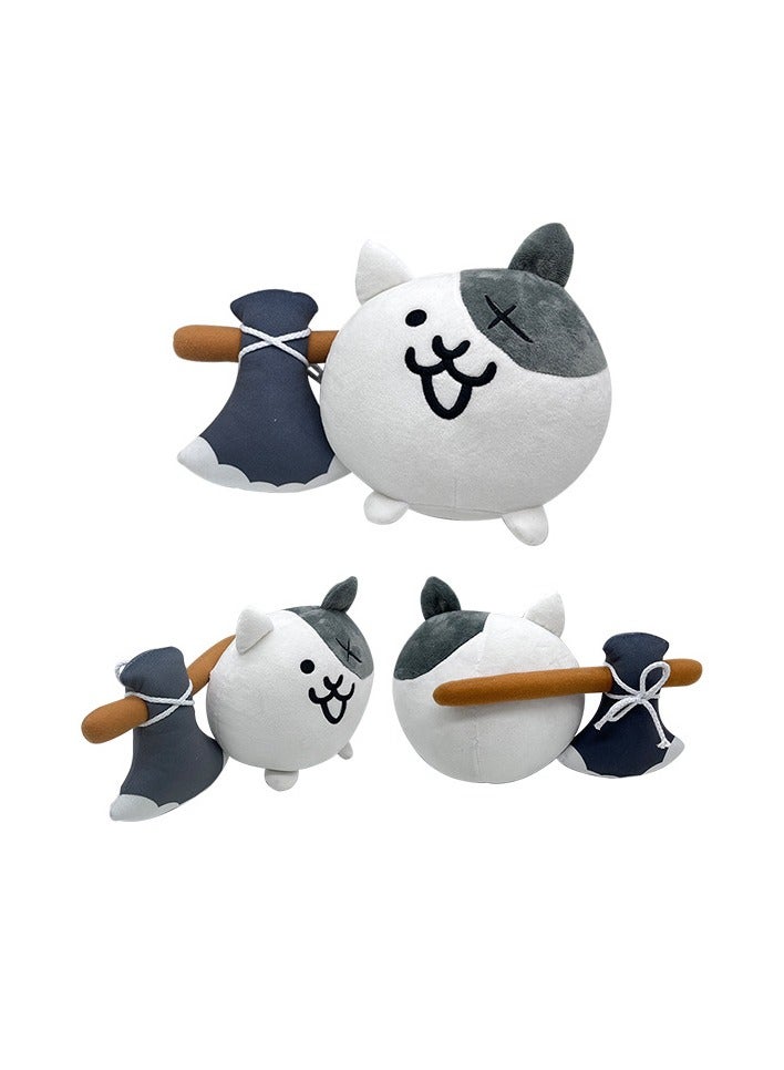 New Battle Cats Plus Cute Meow Star Man vs. White Cat Doll Plush Doll