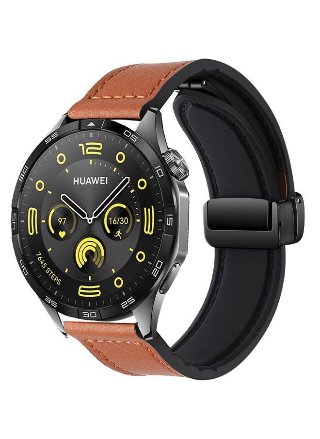 S-Color 22mm Leather Watch Strap Compatible with Huawei GT4 46mm/GT3 46mm/GT3 Pro/Watch 3/GT2e/GT2 pro/GT2 42mm 46mm Replacement Strap Compatible with Samsung Galaxy Watch 3 45mm/Gear S3 Brown  - Image 2