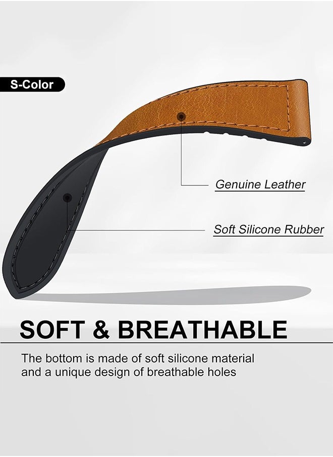 S-Color 22mm Leather Watch Strap Compatible with Huawei GT4 46mm/GT3 46mm/GT3 Pro/Watch 3/GT2e/GT2 pro/GT2 42mm 46mm Replacement Strap Compatible with Samsung Galaxy Watch 3 45mm/Gear S3 Brown  - Image 4