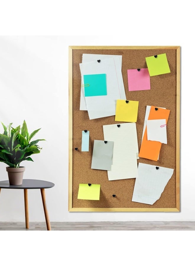 ٥٠ قطعة من دبابيس التثبيت الشفافة على شكل قلب للوحات الفلين، دبابيس بلاستيكية شفافة وسوداء لطيفة على شكل قلب لتزيين الملصقات والجدران والمكاتب والخرائط والمدارس ولوازم الفصول الدراسية - Image 3