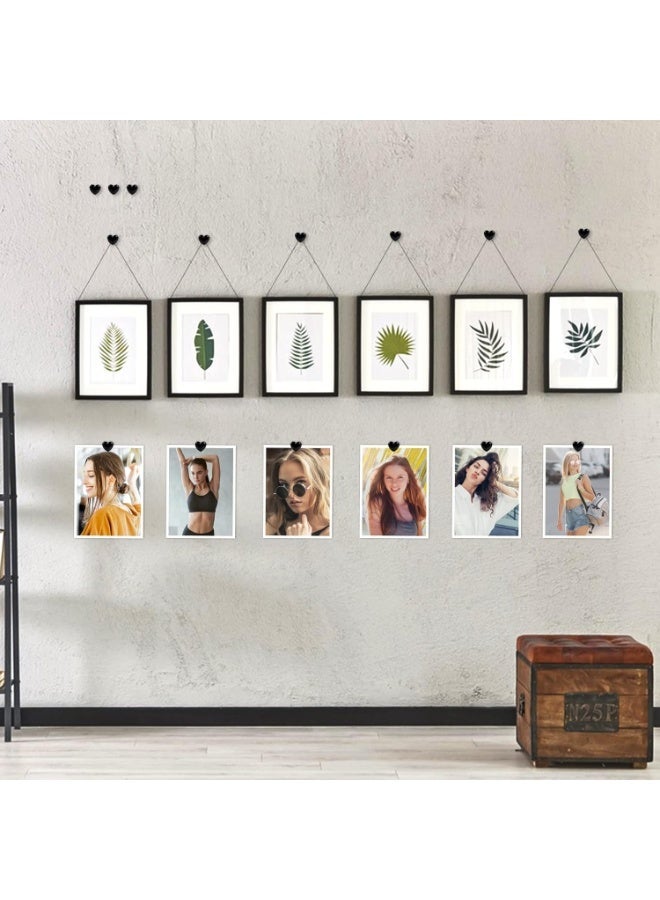 ٥٠ قطعة من دبابيس التثبيت الشفافة على شكل قلب للوحات الفلين، دبابيس بلاستيكية شفافة وسوداء لطيفة على شكل قلب لتزيين الملصقات والجدران والمكاتب والخرائط والمدارس ولوازم الفصول الدراسية - Image 5