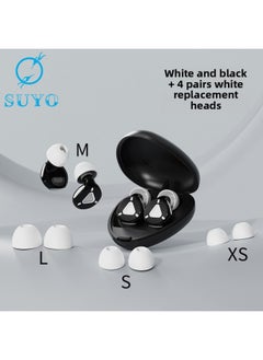 Private Model Earplugs Decompression Button Earplugs Office Sleep Anti-noise Super Sound Insulation Noise Reduction Earplugs Manufacturers-Color:White And Black + 4 Pairs Of White Replacement Heads + Triangular Box + Color Box