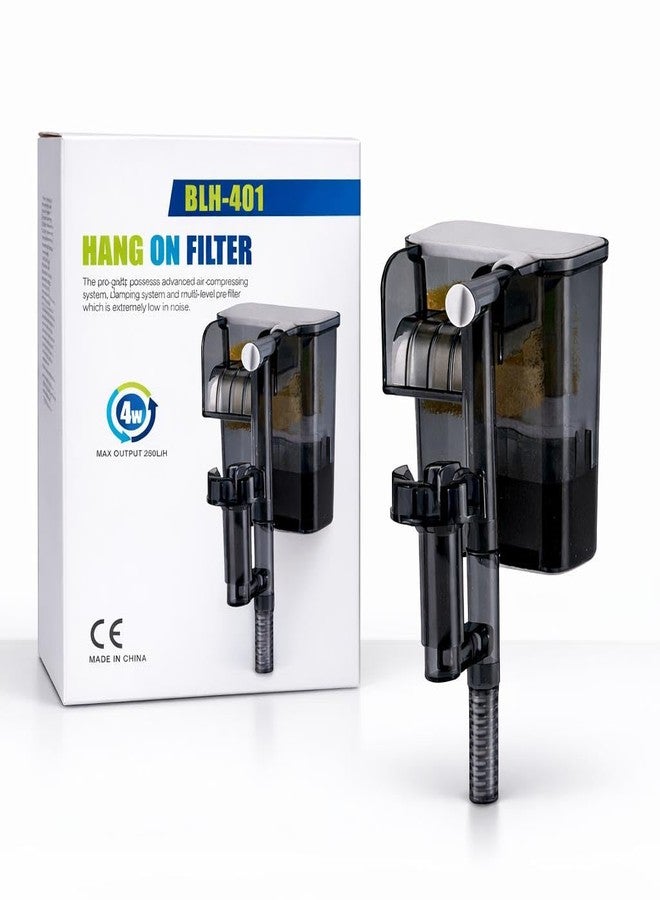 Rizopets BLH-401 Hang on Filter, Aquarium Filter, 4W, 250L/H Max Output, Advanced Air Compressing System - Image 1