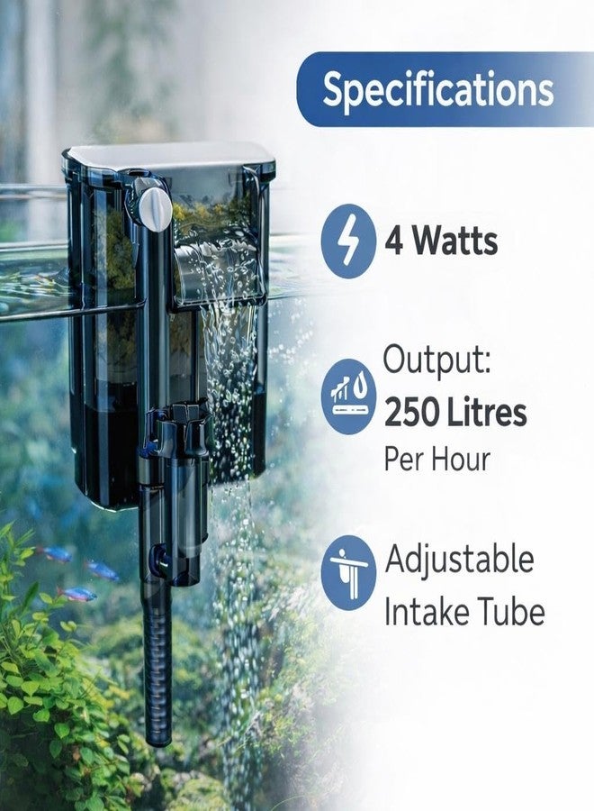 Rizopets BLH-401 Hang on Filter, Aquarium Filter, 4W, 250L/H Max Output, Advanced Air Compressing System - Image 4