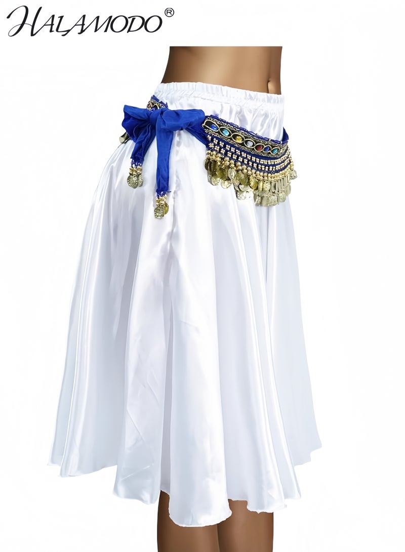 هالامودو وشاح رقص شرقي نسائي مع تنانير عملات ذهبية، وشاح رقص شرقي شيفون، وشاح رقص شرقي للخصر، وشاح رقص شرقي، تنورة مثلثة - Image 4