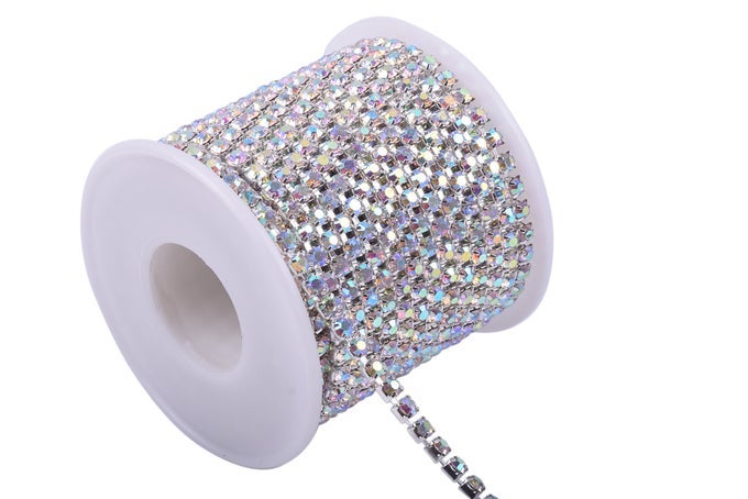 10 YARDS 4MM CRYSTAL RHINESTONE CLOSE CHAIN TRIM FOR SEWING CRAFTSDIY DECORATION