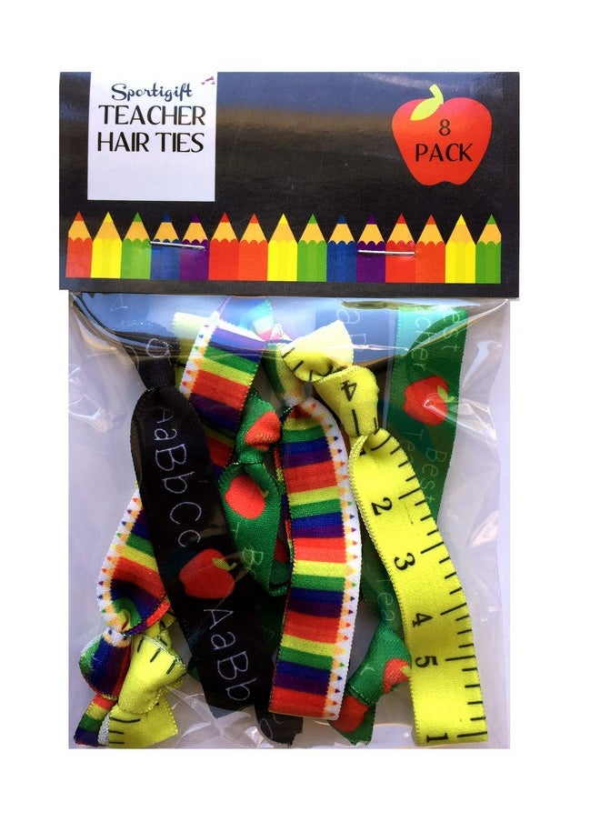 Sportigift - Appreciation Gift For Teachers - Back To School And Birthday Present - 8 Piece Hair Ties Set For Women Educators - Image 1