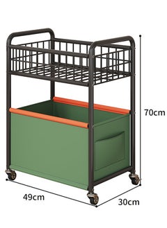 BLOOMING TIME Toys Organizer 2 Layer Storage Rack Trolley, With Heightened Fence,Toy Sundries Storage Basket Rack, Bedroom Living Room, Four Wheeled Large Capacity Widened And Movable Deep Green  - Image 2