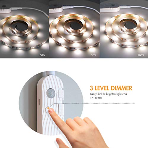 Sensky Motion Activated Strip Lights Rechargeable Motion Sensor LED Strip Light Dimmable Strip Lighting for Wardrobe, Gun Safe, Cabinet, Pantry, Closet (2M, Cool White) - Image 3