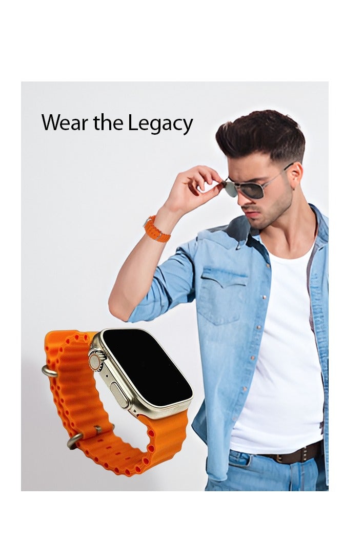 Hermes H24 T500 Ultra Pro Clip USB Charging Smart Watch Ocean Band Loop Wrist Strap - Orange - Image 3