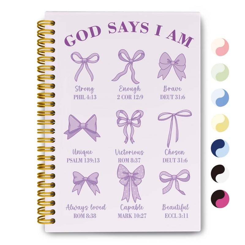 THDSE Bible Journal for Women, Christian Prayer Journal Pureple Notebook Gifts for Teen Girls Kids Women, Back To School Bible Study Suppliesï¼ŒCoquette Preppy Bows Cute Church Faith Journaling Hardcover Spiral Notebook 5.5 X 8.3 - Image 1