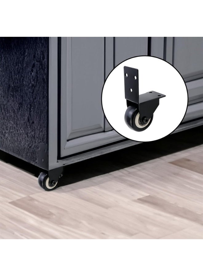 2pcs Swivel Caster Wheels with L Shape Plate,2 Inch Silent Caster Wheels Replacement, 2,200 Lb Non-wear Lockable Furniture Casters Sturdy for Toolbox Workbench Black - Image 5