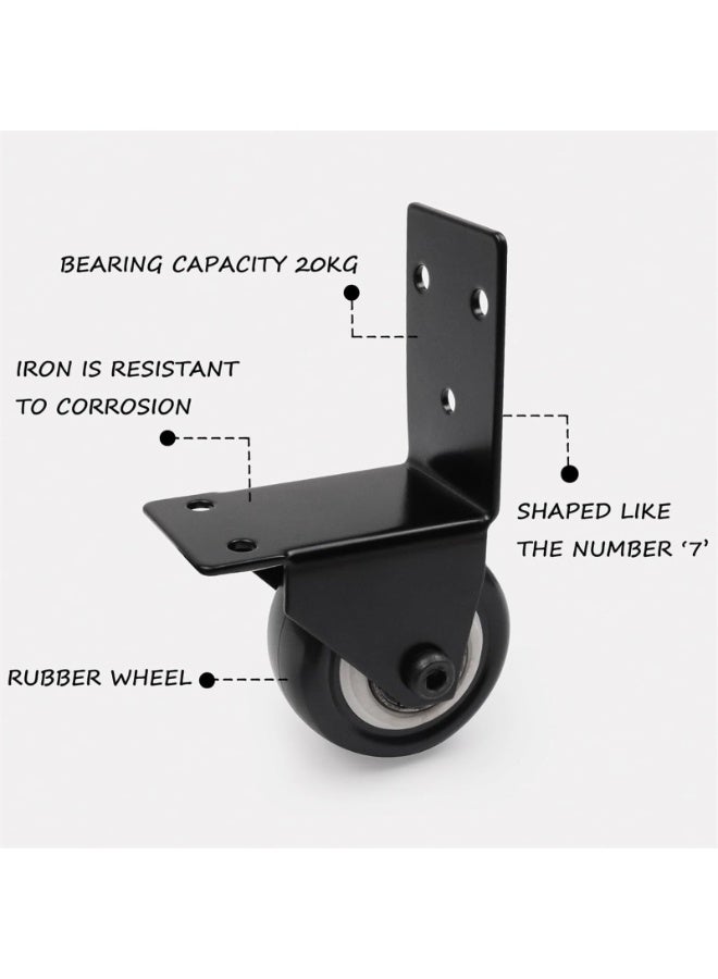 2pcs Swivel Caster Wheels with L Shape Plate,2 Inch Silent Caster Wheels Replacement, 2,200 Lb Non-wear Lockable Furniture Casters Sturdy for Toolbox Workbench Black - Image 3