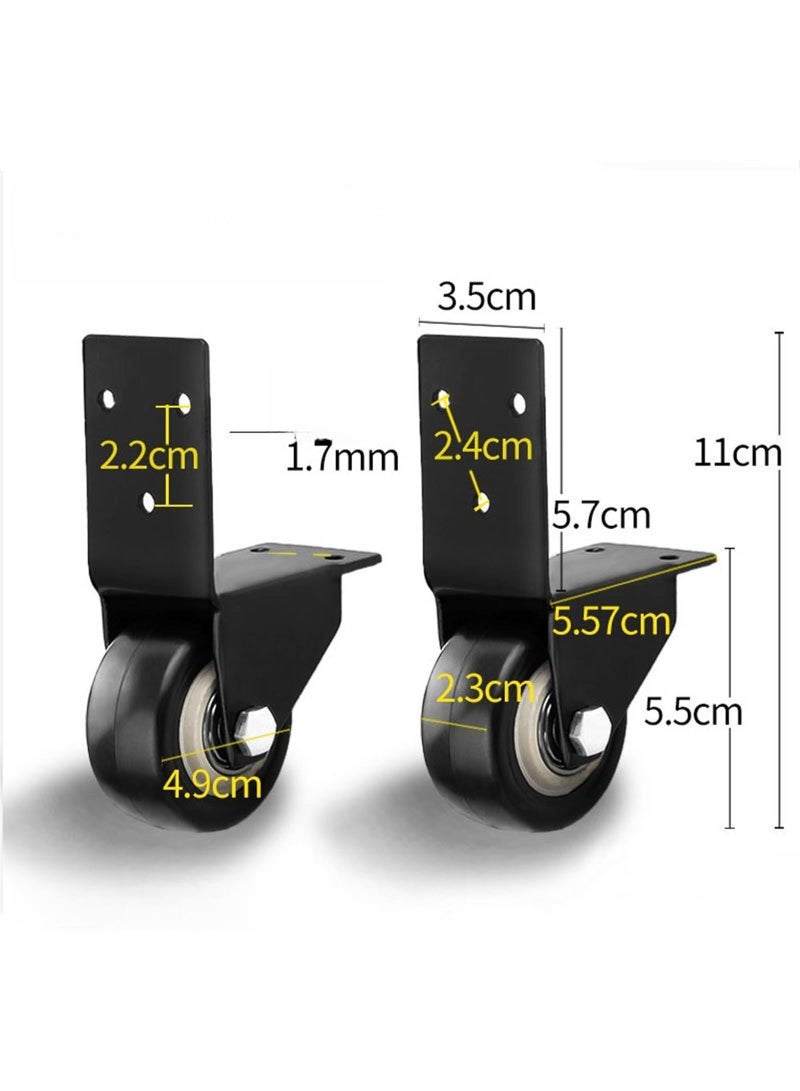 2pcs Swivel Caster Wheels with L Shape Plate,2 Inch Silent Caster Wheels Replacement, 2,200 Lb Non-wear Lockable Furniture Casters Sturdy for Toolbox Workbench Black - Image 2