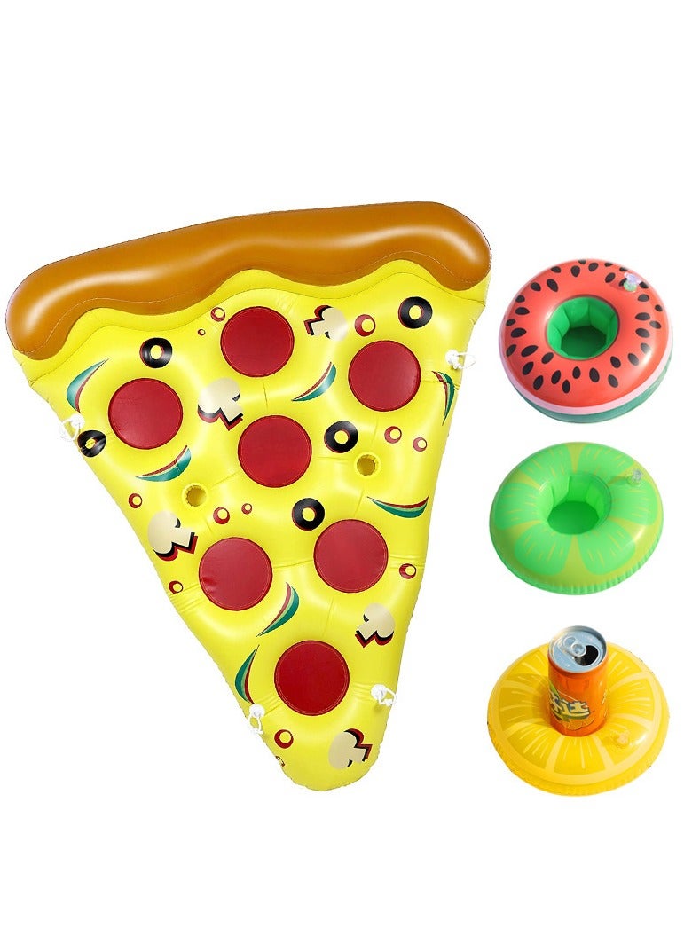 Giant Inflatable Float Pizza, 180CM x 150CM PVC Pool Floating Raft Water Float Lounger with Cup Holders & Quick Inflation Valve for Summer Pool Lake Beach Water Party and Winter Bathing - Image 1