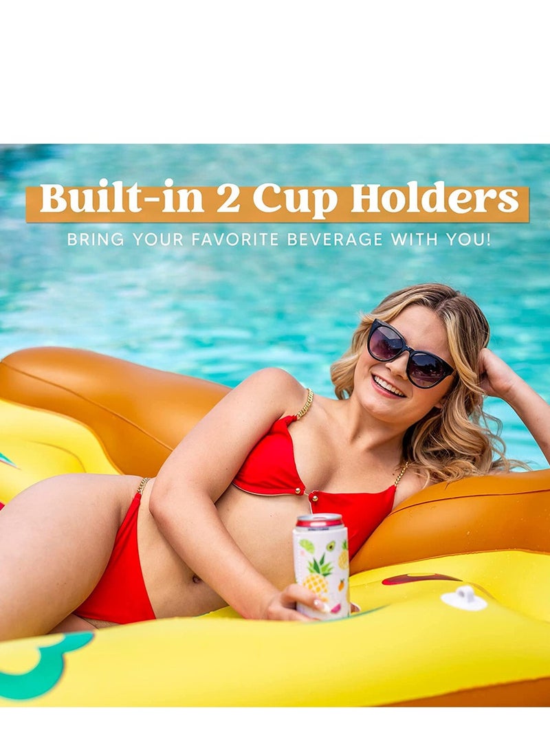 Giant Inflatable Float Pizza, 180CM x 150CM PVC Pool Floating Raft Water Float Lounger with Cup Holders & Quick Inflation Valve for Summer Pool Lake Beach Water Party and Winter Bathing - Image 3