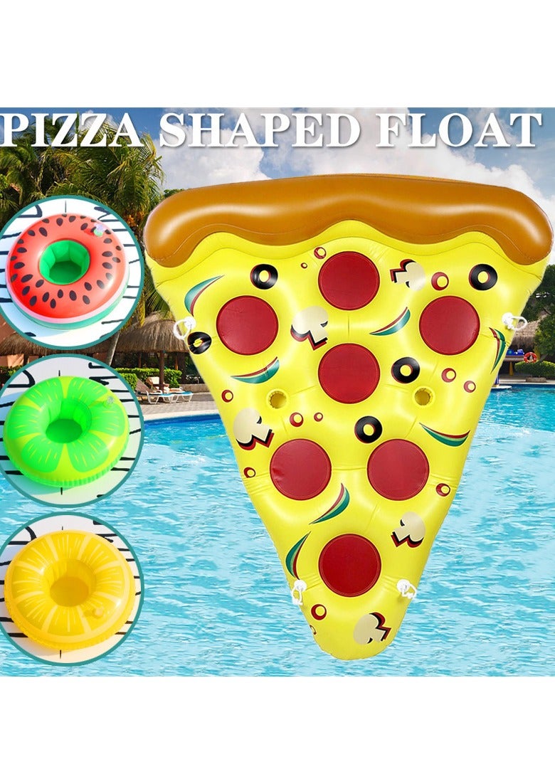 Giant Inflatable Float Pizza, 180CM x 150CM PVC Pool Floating Raft Water Float Lounger with Cup Holders & Quick Inflation Valve for Summer Pool Lake Beach Water Party and Winter Bathing - Image 4