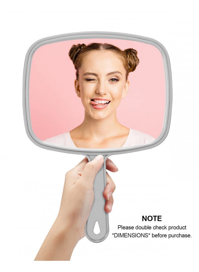 PROTECLE Large Hand Mirror, Salon Barber Hairdressing Handheld Mirror with Handle (Square Grey10.3 x7.4) - Image 2