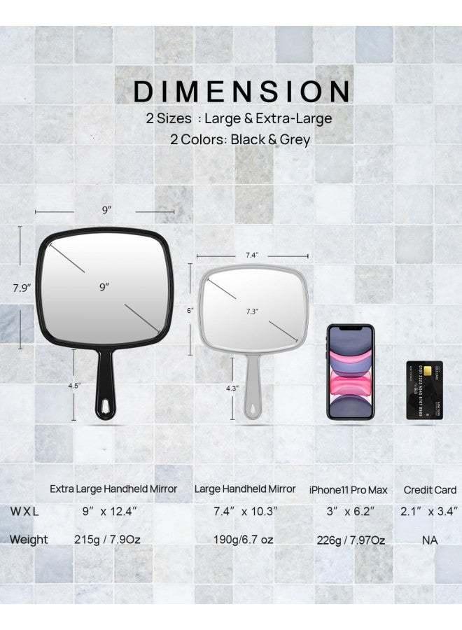 PROTECLE Large Hand Mirror, Salon Barber Hairdressing Handheld Mirror with Handle (Square Grey10.3 x7.4) - Image 3