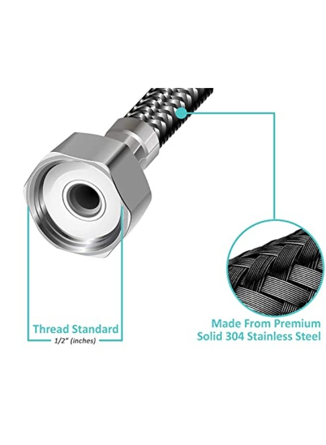 Rubik 3 Meter Stainless Steel Braided Hose, 1/2 Inch Hot and Cold Water Plumbing Pipe for Bathroom and Kitchen Sink, Water Inlet Hoses Suitable for Toilet Faucets and Water Heaters - Image 2