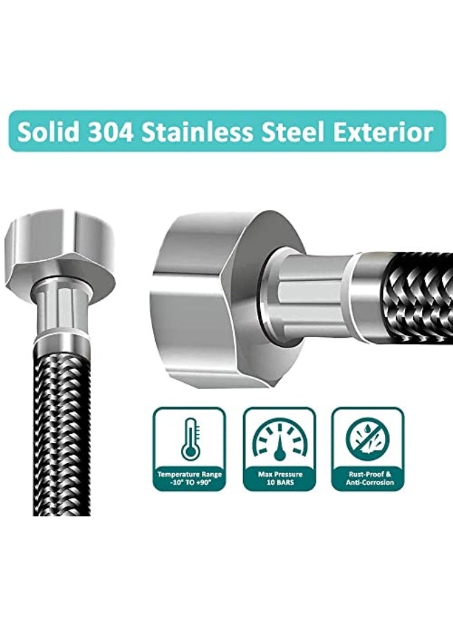 Rubik 3 Meter Stainless Steel Braided Hose, 1/2 Inch Hot and Cold Water Plumbing Pipe for Bathroom and Kitchen Sink, Water Inlet Hoses Suitable for Toilet Faucets and Water Heaters - Image 3