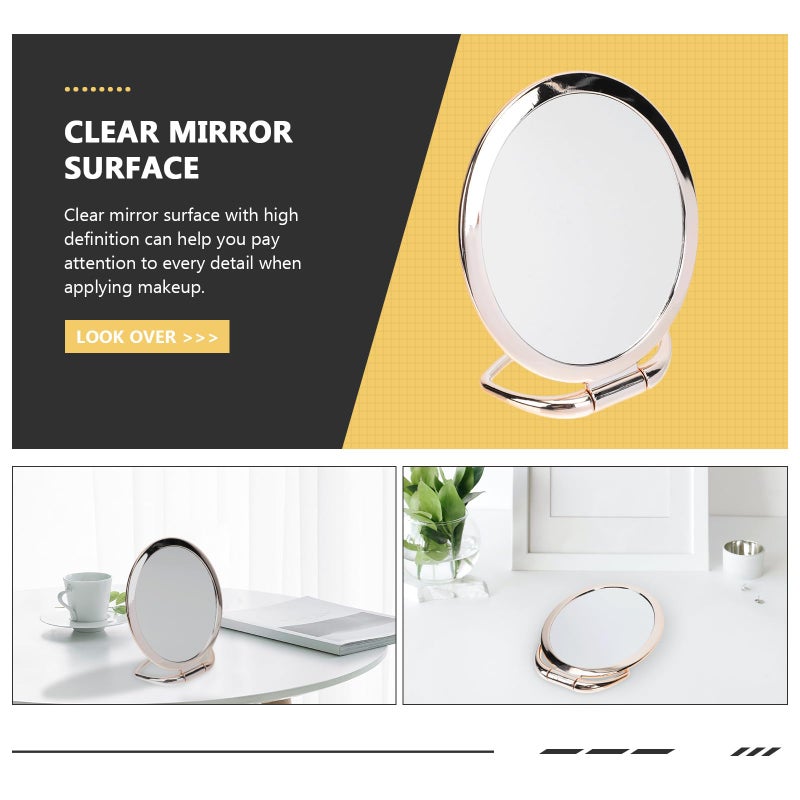 Double Sided Folding Makeup Mirror 3X Magnification Portable Desktop Travel Random Color - Image 4