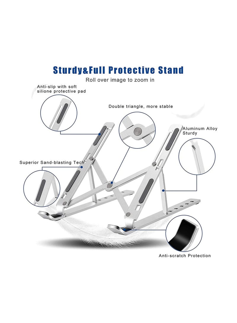 N3 Original  Universal Laptop Stand, Aluminum Alloy 6 Levels Height Adjustable Laptop Riser, Portable Ergonomic Desktop Holder Folding with Storage Bag - Image 2