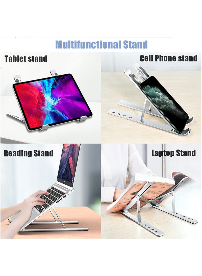 N3 Original  Universal Laptop Stand, Aluminum Alloy 6 Levels Height Adjustable Laptop Riser, Portable Ergonomic Desktop Holder Folding with Storage Bag - Image 4