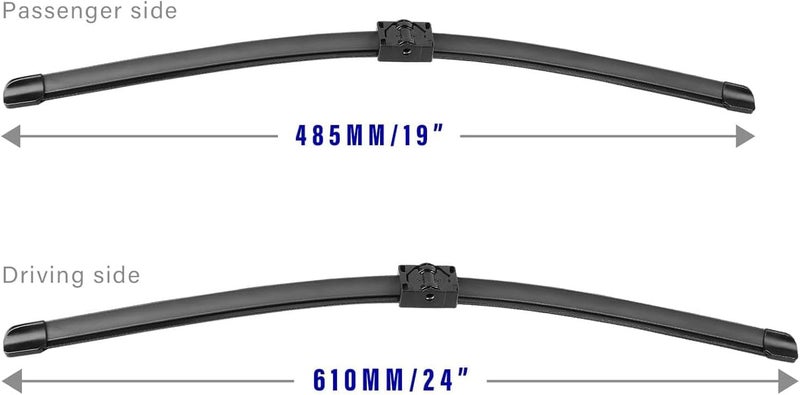 Wiper Blades Compatible with BMW 318 S560, Size 24/19 Inch, Set of 2, Natural Rubber
