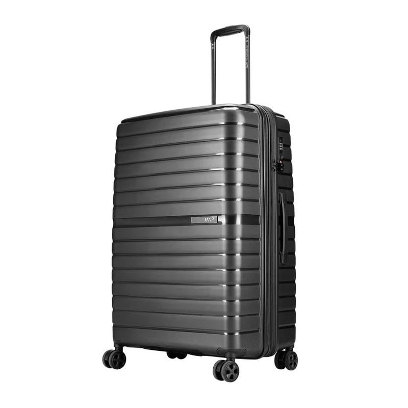 VIP Lightweight Polypropelyne 8 Wheels Multistage Trolley,TSA Lock with Organizer,Elegent Pinstripe Design Luggage Bag with 5 Years International Warranty. (Black, Large) - Image 1