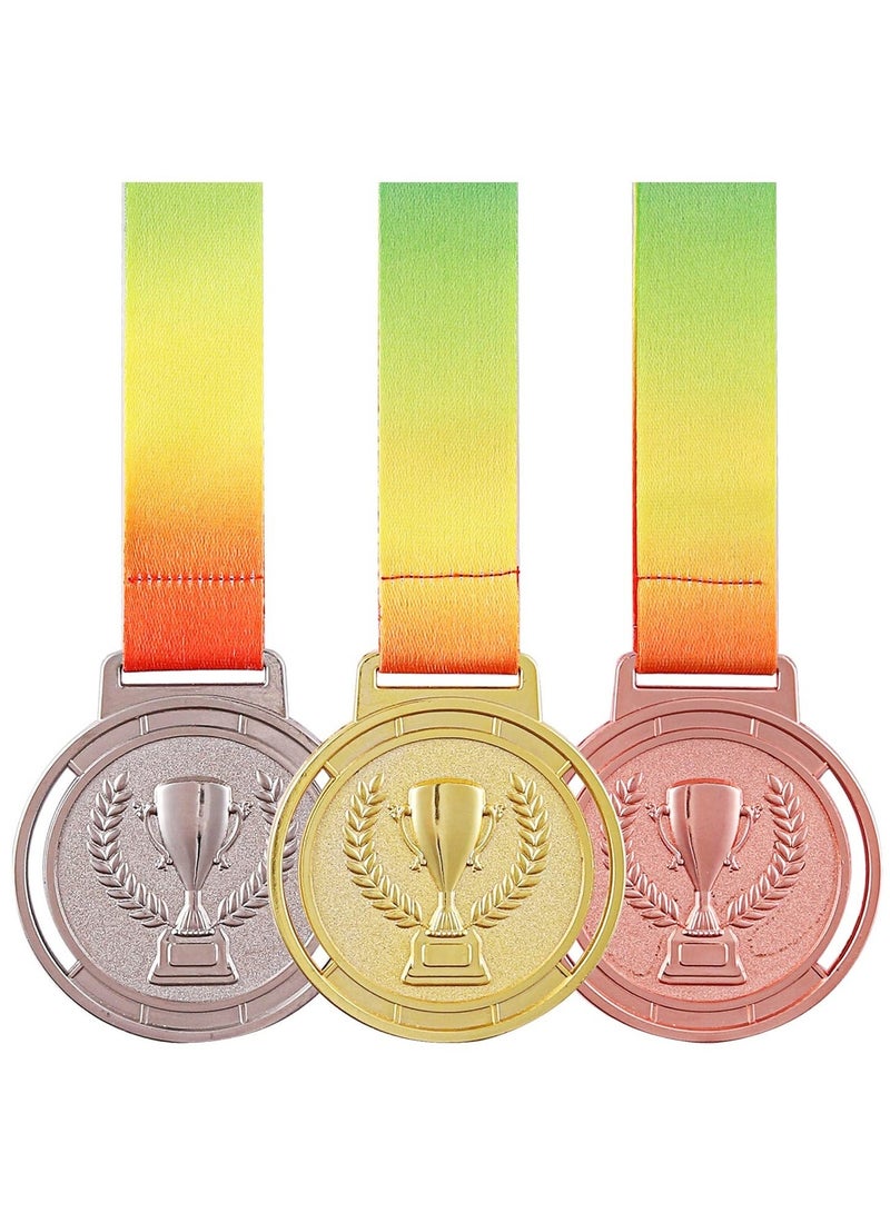 كابتن تيك 3 Pack Medals Award Value Metal Gold Silver Bronze Winner Awards Olympic Style Medal with Rainbow Ribbon in Any Event for Competition Sports - Image 1