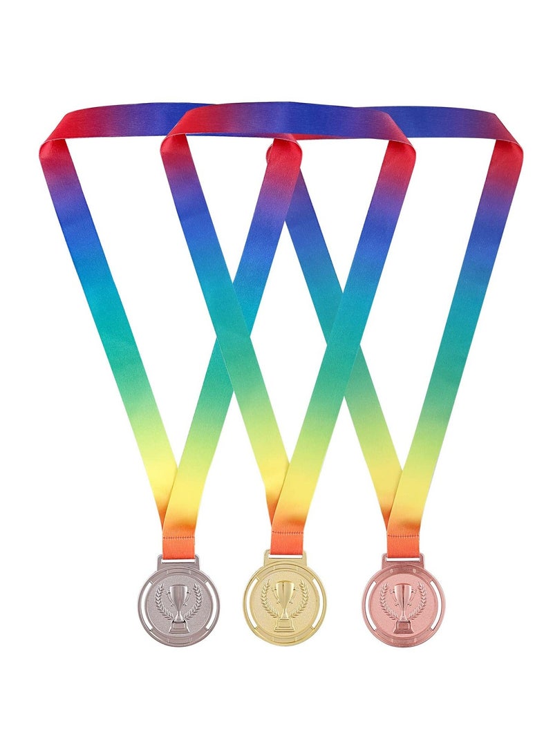 كابتن تيك 3 Pack Medals Award Value Metal Gold Silver Bronze Winner Awards Olympic Style Medal with Rainbow Ribbon in Any Event for Competition Sports - Image 3
