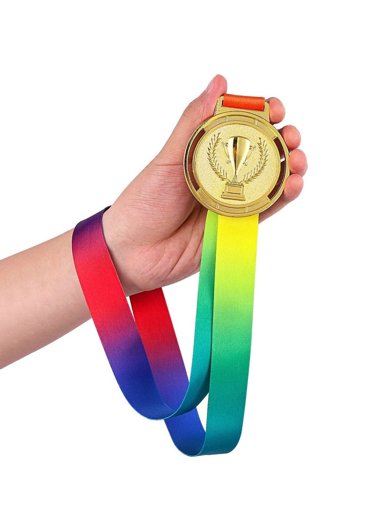كابتن تيك 3 Pack Medals Award Value Metal Gold Silver Bronze Winner Awards Olympic Style Medal with Rainbow Ribbon in Any Event for Competition Sports - Image 5