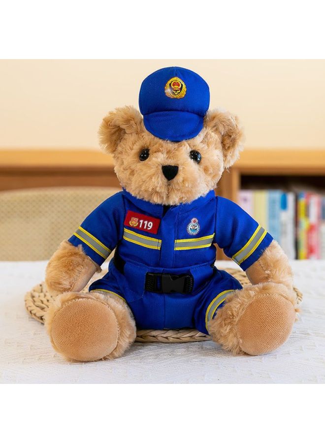 Corn Doll Special Police Bear Police Doll Traffic Police Bear Fire Souvenir Promotional Gifts-Specifications:Orange Fire White-Color:25cm  - Image 5