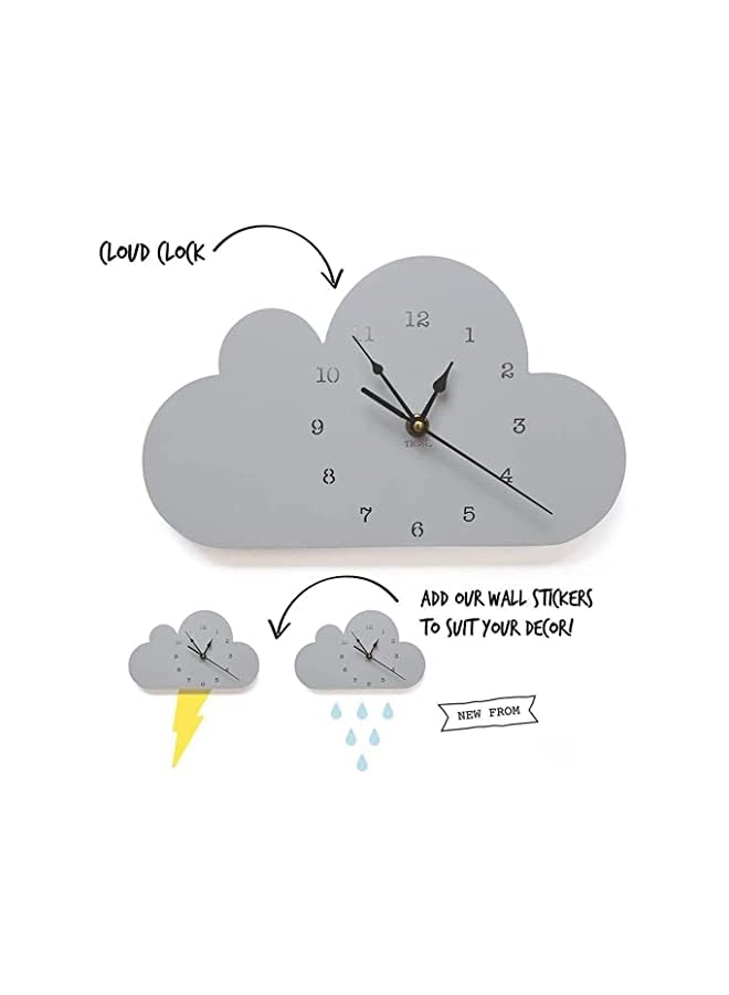 IAF Clock, ELECDON Nordic Cartoon Cloud Rainbow Clock Wooden Silent Mute Wall Clock Decor White Clouds Rainbow Raindrops 28X16CM - Image 2