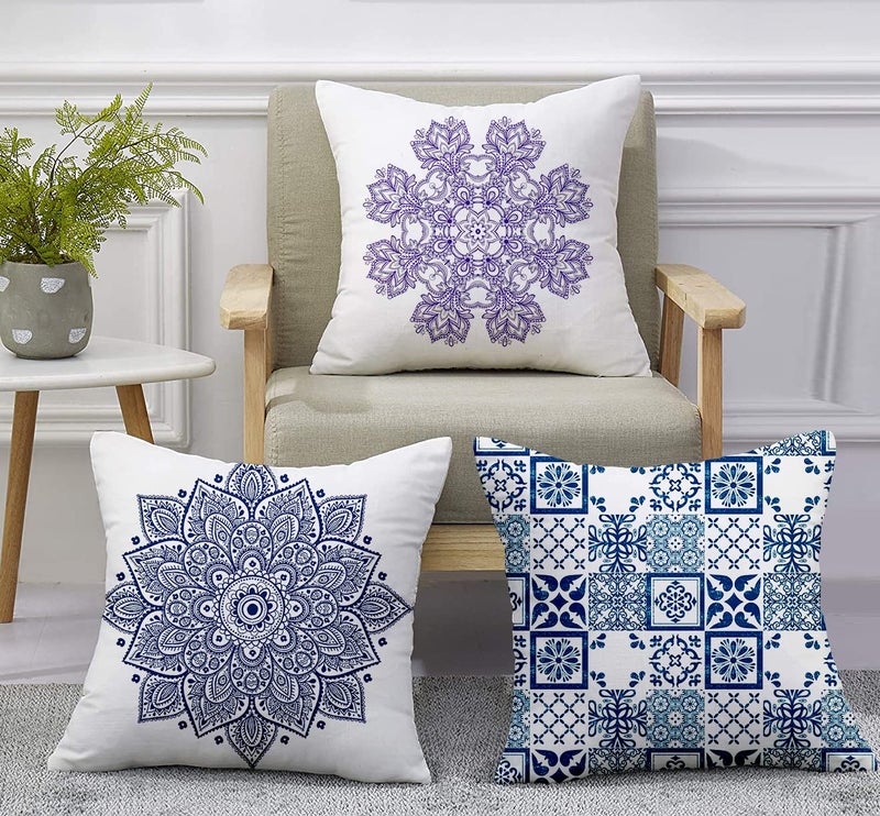 homewards Satin Digital Printed Cushion Covers 16x16 Inches Multicolor Set of 5 - Image 2