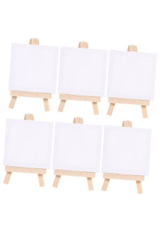 6 Sets Small Stand Photo Canvas Small Display Shelf White Mini Canvase for Painting Mini Drawing Easel Set Tripod Suite Small Wooden Frame Oil Paints At Home Toddler Wooden